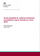 Acute hepatitis B: national enhanced surveillance report January to June 2019: Health Protection Report Volume 13 Number 38